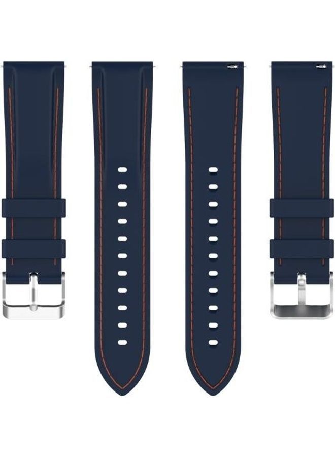 NIBEMINENT Silicone Replacement Strap Watchband For Samsung Galaxy Watch 3 45mm/Gear S3 22mm Dark Blue/Silver - Image 2