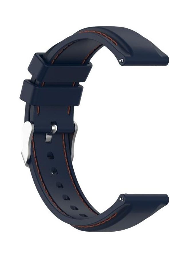 NIBEMINENT Silicone Replacement Strap Watchband For Samsung Galaxy Watch 3 45mm/Gear S3 22mm Dark Blue/Silver - Image 3