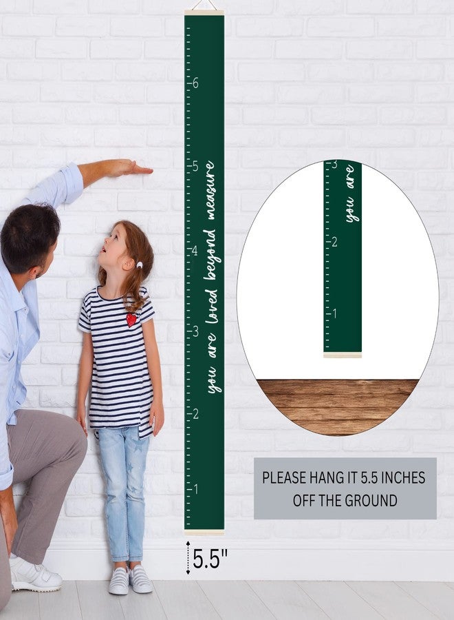 Morxy Canvas Growth Chart for Kids - Unisex Kids Room Wall Decor - Measuring Height Chart- Wall Tape with Height Chart for Kids (Loved Beyond Measure Dark Green) - Image 4