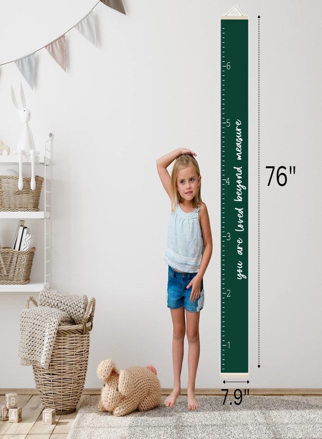 Morxy Canvas Growth Chart for Kids - Unisex Kids Room Wall Decor - Measuring Height Chart- Wall Tape with Height Chart for Kids (Loved Beyond Measure Dark Green) - Image 5
