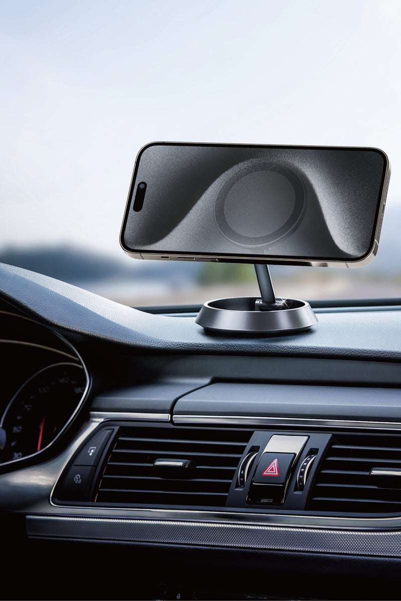 GREEN LION Rotatable MagSafe Phone Holder with Powerful Magnet & Flexible Design / Secure & Stable Car Mount / Compact Design / Zinc Alloy Material - Black - Image 4