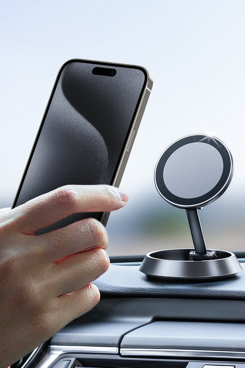 GREEN LION Rotatable MagSafe Phone Holder with Powerful Magnet & Flexible Design / Secure & Stable Car Mount / Compact Design / Zinc Alloy Material - Black - Image 2