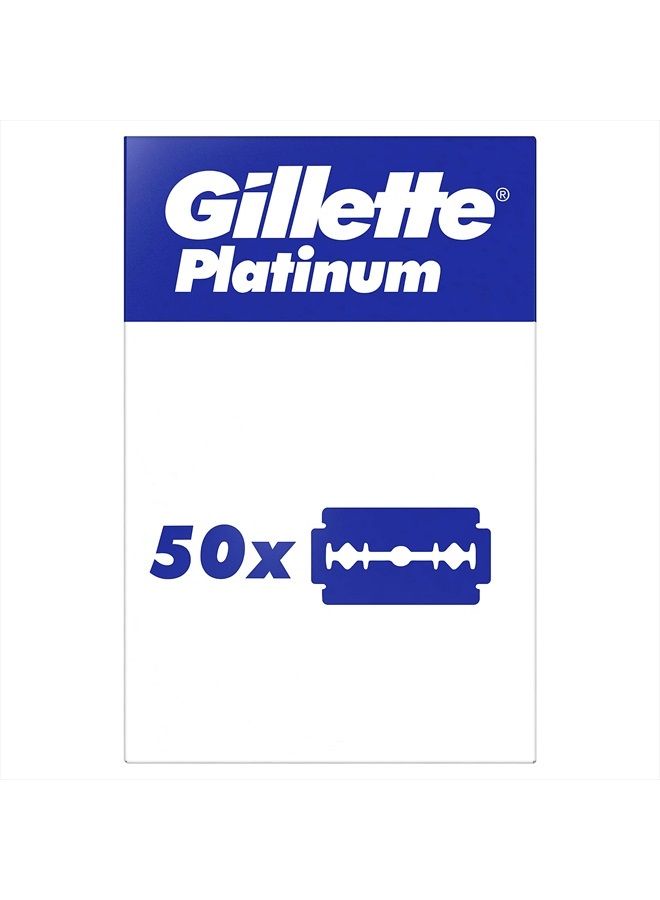 Gillette شفرات حلاقة بلاتينية مزدوجة الحافة للرجال، عبوة من 50 شفرة حديد مقاوم للصدأ - Image 5