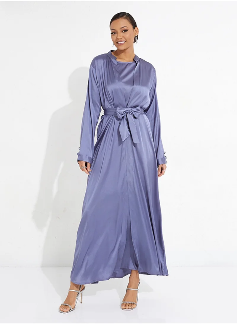 Rosette Abaya Button Sleeve Abaya Set