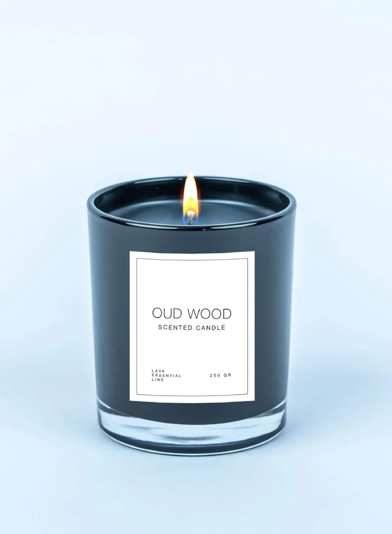 Lava Moments Oud Wood Candle in Black Glass Container