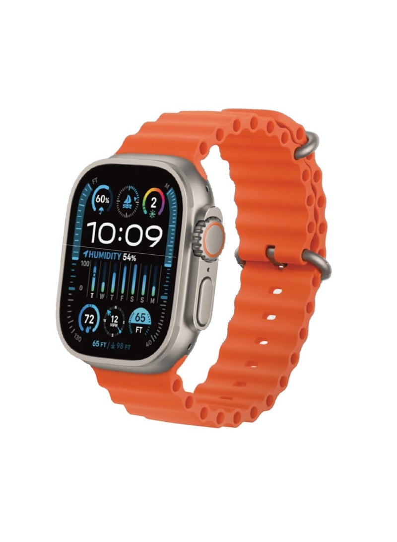 أس بي ساعة ذكية 7+1شاشة اموليد الاصدار التاسع لحساب السعرات الحرارية و استقبال الرسائل و المكالمات و تدعم اللغة العربية مقاس 49 مم- برتقالي - Image 2