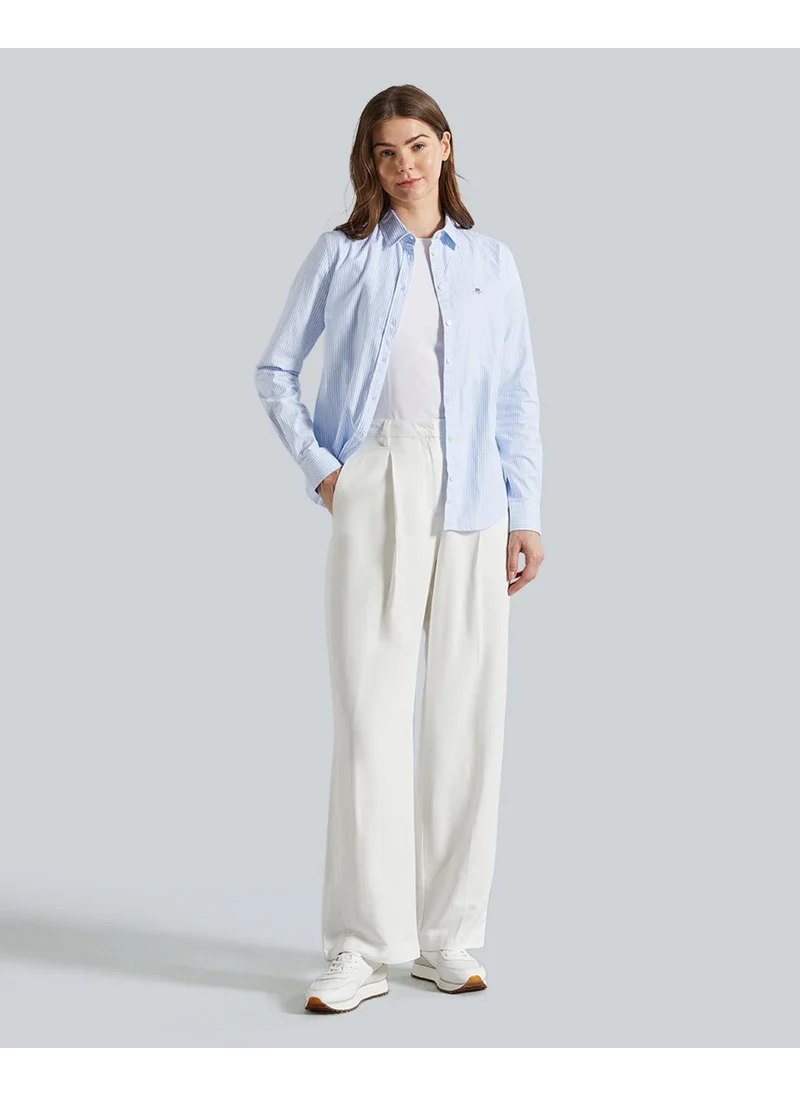 غانت Gant Slim Stretch Oxford Striped Shirt – Contoured Fit, Flexible Fabric