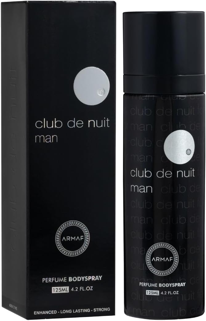 عطر أرمف كلوب دي نويت مان بخاخ للجسم للرجال 125 مل، مزيل عرق يدوم طويلاً للرجال، عطر خشبي وتوابل مع العنبر، الجلد والباتشولي