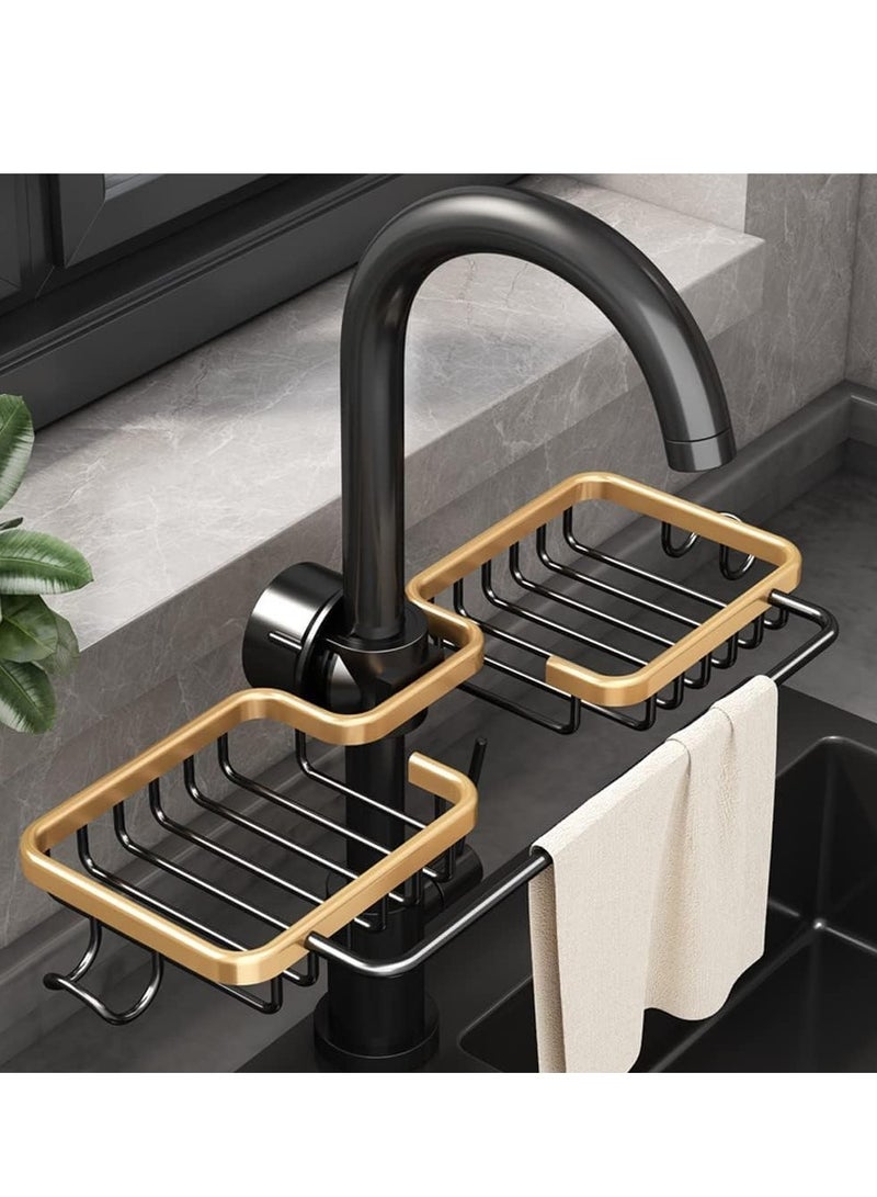 MIXDE Sponge Holder Over Faucet Kitchen Sink Caddy Organizer, Stainless Steel Detachable Hanging Faucet Drain Rack for Bathroom, Scrubbers, Soap - Image 1