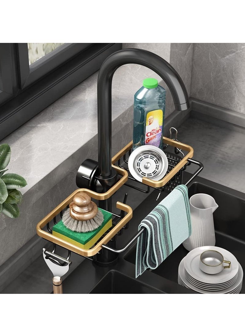 MIXDE Sponge Holder Over Faucet Kitchen Sink Caddy Organizer, Stainless Steel Detachable Hanging Faucet Drain Rack for Bathroom, Scrubbers, Soap - Image 4