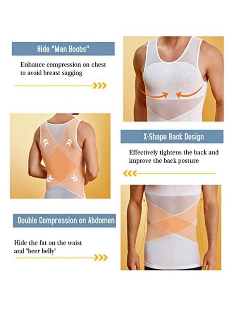 JOGAMS Men Chest Compression Vest Body Shaper Sleeveless Posture Corrector Slimming Tummy Control Waist Trimmer Mesh Tops Compression Shirt for Men Slimming Undershirt Body Shaper Tank top Shapewear Vest  - Image 2