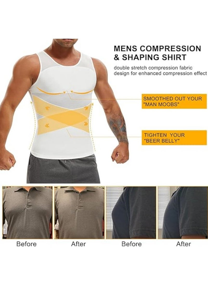 JOGAMS Men Chest Compression Vest Body Shaper Sleeveless Posture Corrector Slimming Tummy Control Waist Trimmer Mesh Tops Compression Shirt for Men Slimming Undershirt Body Shaper Tank top Shapewear Vest  - Image 5