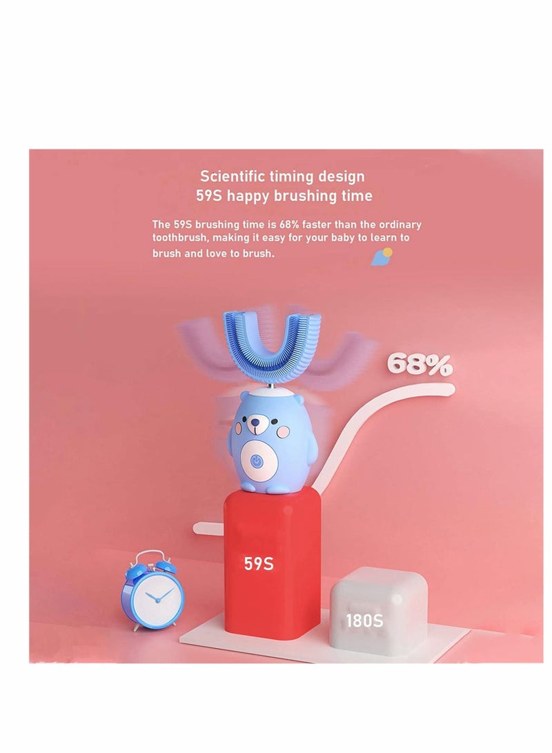 360° Kids U-shaped Auto Toothbrush, Children Auto Brush,  U-shape Ultrasonic Toothbrush with 6 Modes, Whole Mouth Baby Toothbrush, U Shaped Toothbrush of Cleaning for Kids 2-8 Year - Image 3