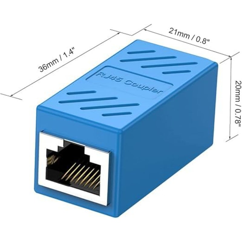 مقرنة إيثرنت RJ45، موسع إيثرنت في مقرنة الخط لـ Cat7/Cat6/Cat5e/Cat5 محول كابل إيثرنت موسع كابلات الشبكة أنثى إلى أنثى 2 حزمة باللون الأزرق - Image 4