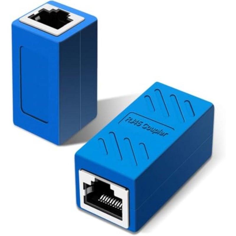 مقرنة إيثرنت RJ45، موسع إيثرنت في مقرنة الخط لـ Cat7/Cat6/Cat5e/Cat5 محول كابل إيثرنت موسع كابلات الشبكة أنثى إلى أنثى 2 حزمة باللون الأزرق - Image 1