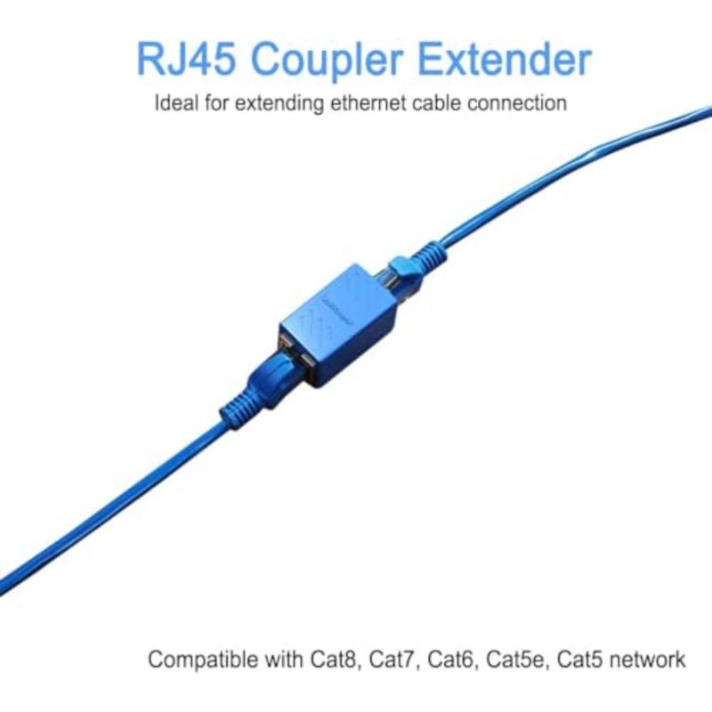 مقرنة إيثرنت RJ45، موسع إيثرنت في مقرنة الخط لـ Cat7/Cat6/Cat5e/Cat5 محول كابل إيثرنت موسع كابلات الشبكة أنثى إلى أنثى 2 حزمة باللون الأزرق - Image 2