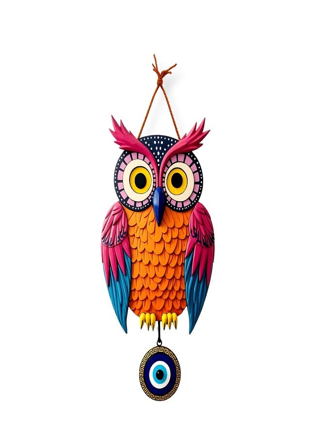 GiftOday Owl Shape Wooden Wall Hanging For Home Decor | Evil Eye Decoration Livingroom, Dining Room | Modern Artwork | Designer Mdf Item | Wall Hanging Ornament Door Decorative (18 x 30 CM) - Image 1