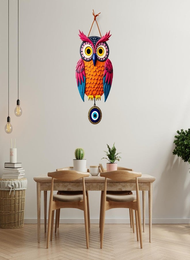 GiftOday Owl Shape Wooden Wall Hanging For Home Decor | Evil Eye Decoration Livingroom, Dining Room | Modern Artwork | Designer Mdf Item | Wall Hanging Ornament Door Decorative (18 x 30 CM) - Image 2