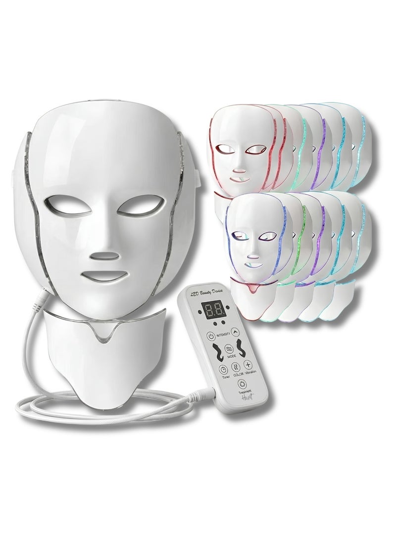 Houmt LED Face Mask 7 Color Light Therapy Mask Collagen Anti Aging Tightening Scarring Whitening Beauty LED Face Mask with Neck Mask Instrument - Image 1