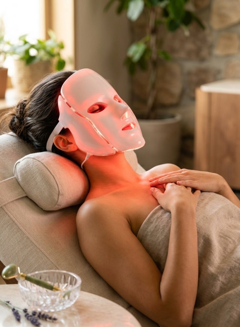 Houmt LED Face Mask 7 Color Light Therapy Mask Collagen Anti Aging Tightening Scarring Whitening Beauty LED Face Mask with Neck Mask Instrument - Image 4