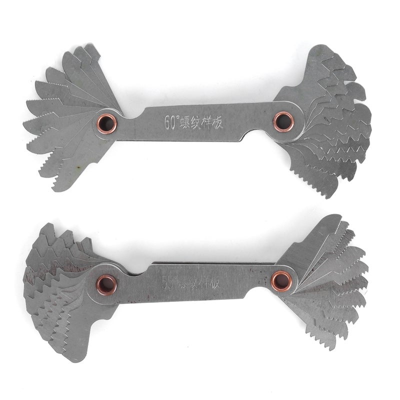 2Pcs Thread Gauge Metric 60° Imperial 55° Stainless Steel 20 Blades Screw Pitch Measuring Tool - Image 1