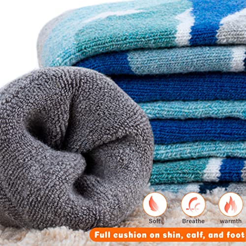 Hylaea Merino Wool Ski Socks Kids, Knee-high Warm Thermal Snowboard Skating Socks for Toddler Boys and Girls Grey Blue Small - Image 3