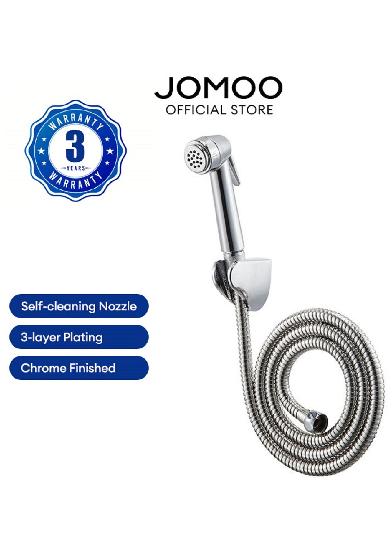 Jomoo Bidet Shattaf Set, Handheld Bidet Sprayer for Toilet Diaper Sprayer with Wall Base and Hose Bidet Spray Bottom Cleaner Spray 