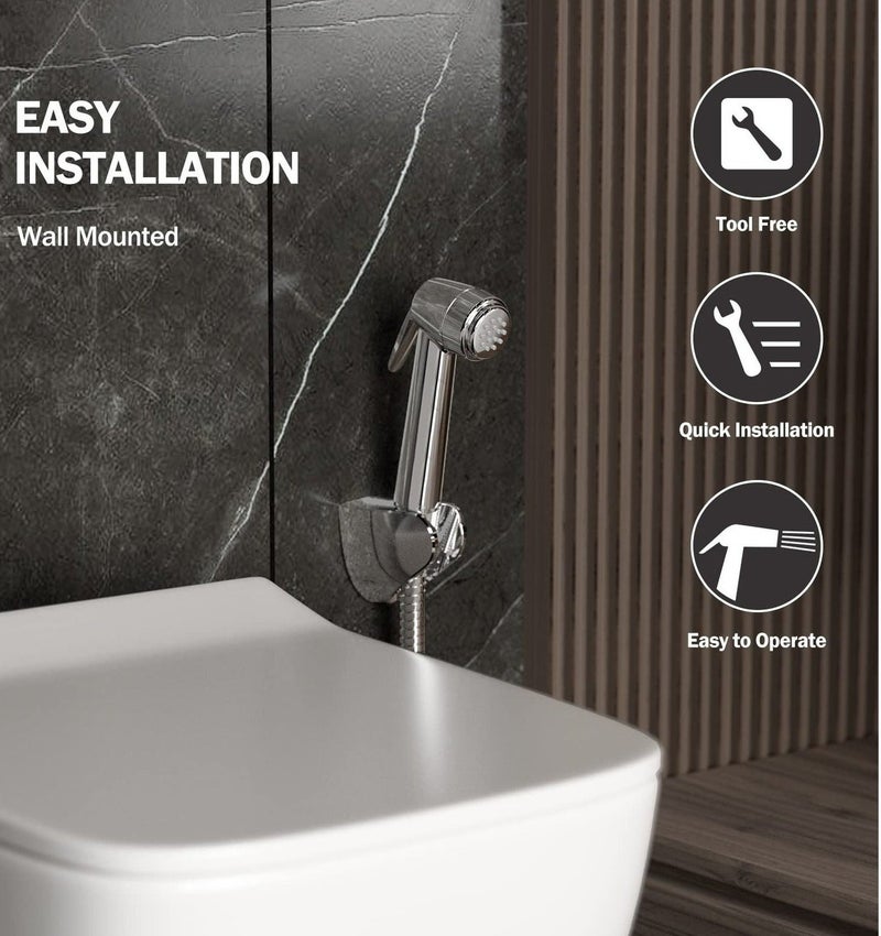 Jomoo Bidet Shattaf Set, Handheld Bidet Sprayer for Toilet Diaper Sprayer with Wall Base and Hose Bidet Spray Bottom Cleaner Spray - Image 3