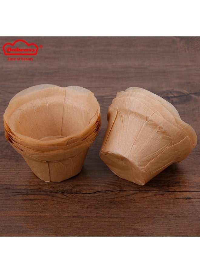 Lotus-shaped Baking Cup Muffin Cupcake Cupcake Cupcake Cupcake Oil-proof High Temperature Resistant 50 Pack-Color:L14050, Unfolded 140, Bottom Diameter 50mm-Specifications:Gold  - Image 1