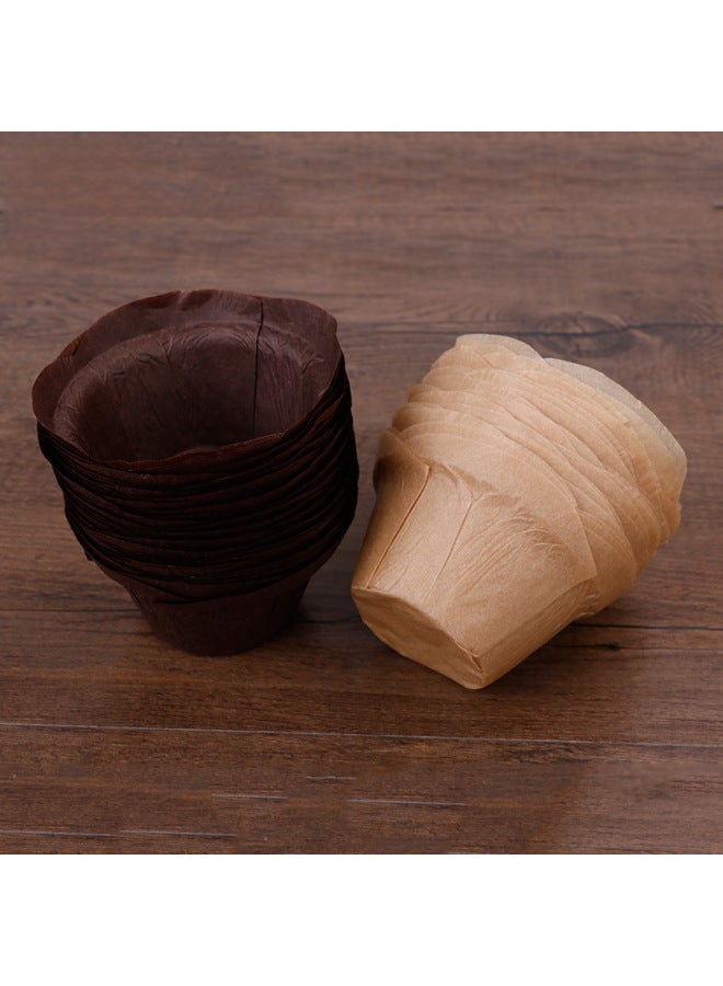 Lotus-shaped Baking Cup Muffin Cupcake Cupcake Cupcake Cupcake Oil-proof High Temperature Resistant 50 Pack-Color:L14050, Unfolded 140, Bottom Diameter 50mm-Specifications:Gold  - Image 2