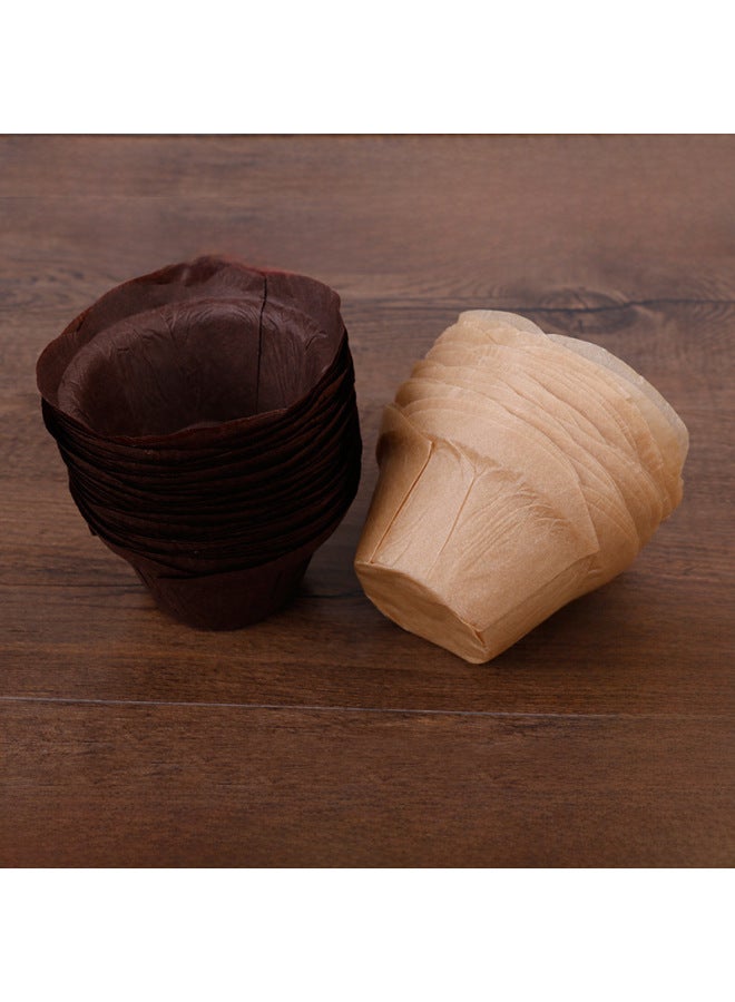Lotus-shaped Baking Cup Muffin Cupcake Cupcake Cupcake Cupcake Oil-proof High Temperature Resistant 50 Pack-Color:L14050, Unfolded 140, Bottom Diameter 50mm-Specifications:Gold  - Image 3