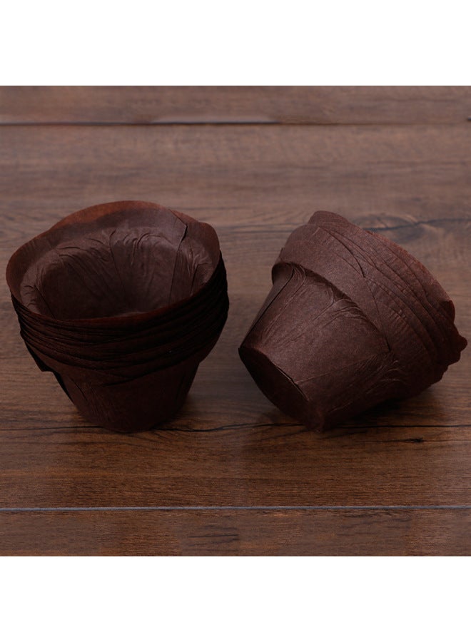Lotus-shaped Baking Cup Muffin Cupcake Cupcake Cupcake Cupcake Oil-proof High Temperature Resistant 50 Pack-Color:L14050, Unfolded 140, Bottom Diameter 50mm-Specifications:Gold  - Image 4