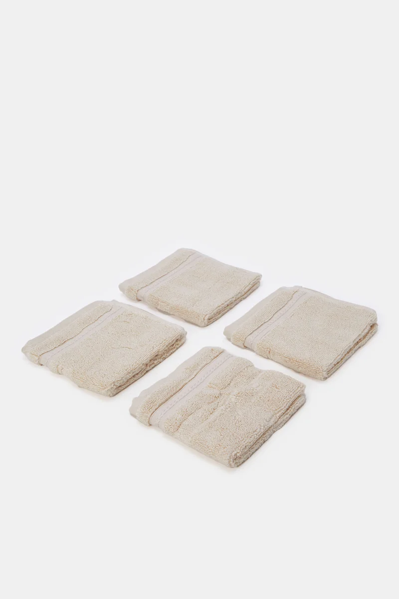 REDTAG Beige Luxury Cotton Face Towel Set (4 Piece)