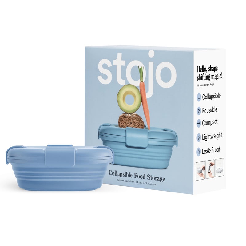 Stojo STOJO Collapsible Sandwich Box  24oz Reusable Food Storage Container Silicone Bowl for HotCold Food  Meal Prep Lunch Camping Hiking  Dishwasher Safe Set of 1 Steel 
