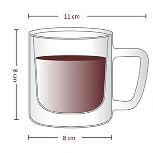 Baskety Glass Espresso Cup Set - Double Wall Insulated Clear Coffee Mugs with Handle - Thick Coffee Cups for Lattes, Tea, Cappuccinos, and More (Pack of 2) - Image 2