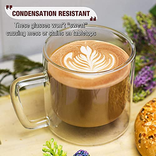 Baskety Glass Espresso Cup Set - Double Wall Insulated Clear Coffee Mugs with Handle - Thick Coffee Cups for Lattes, Tea, Cappuccinos, and More (Pack of 2) - Image 5