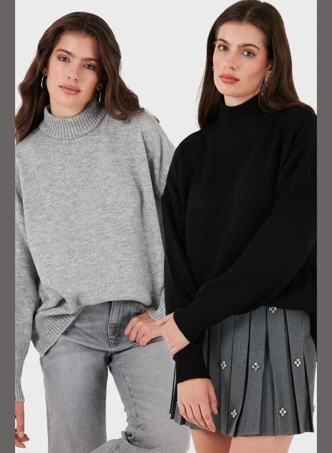 Lela Lela Oversize Fit Turtleneck Soft Texture 2-Pack Knitwear Sweater Women's SWEATER 680KZ00469S2