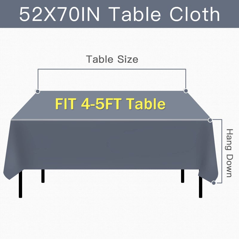 Vonabem 100% Waterproof Rectangle PVC Tablecloths, Vinyl Tablecloth with Flannel Backing, Wipeable Plastic Table Cover for Dinning, Picnic, Indoor and Outdoor(Light Grey, 52"x70") - Image 5