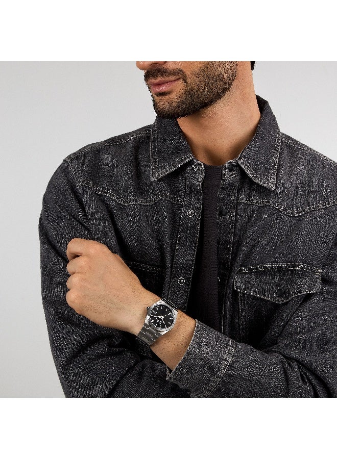 Sector Men's Black Round Analog Dial with Silver Stainless Steel Band Watch - 40mm - R3253301001 - Image 5