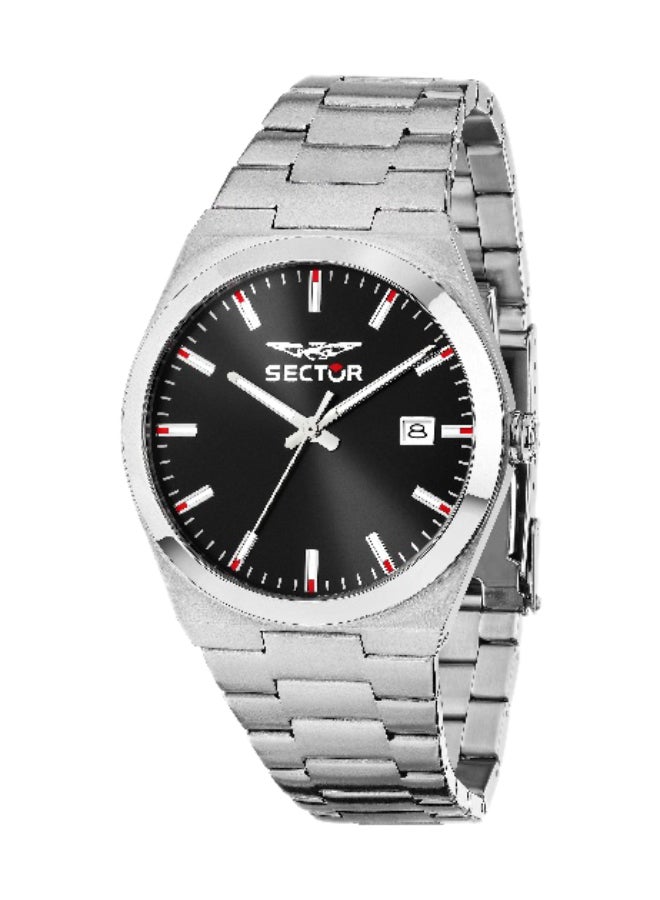Sector Men's Black Round Analog Dial with Silver Stainless Steel Band Watch - 40mm - R3253301001 - Image 1