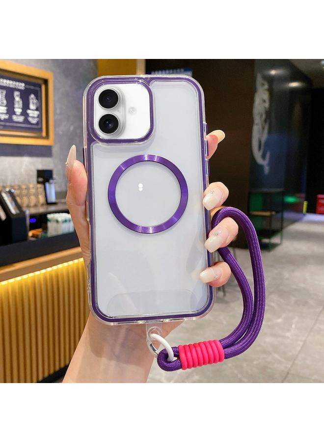 S-TOP Case For iPhone 16 Airbag 3 in 1 CD Texture MagSafe Phone Case with Strap - Image 1