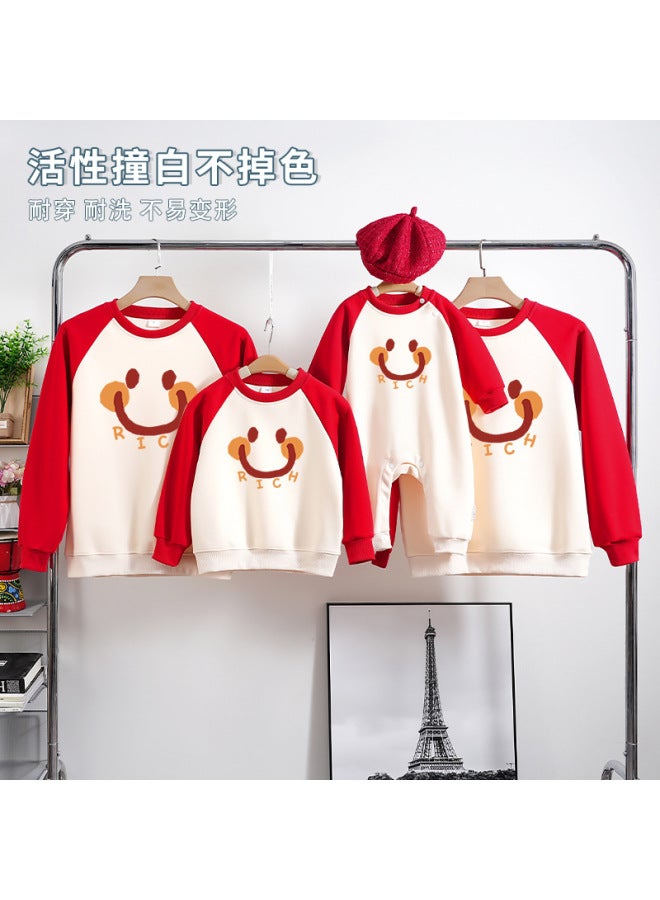 Family Matching Sweatshirts For Baby's First Birthday And 100 Days,  New Style For Family Of Three Or Four, Mother-daughter And Mother-son Outfits, Student Class Uniforms