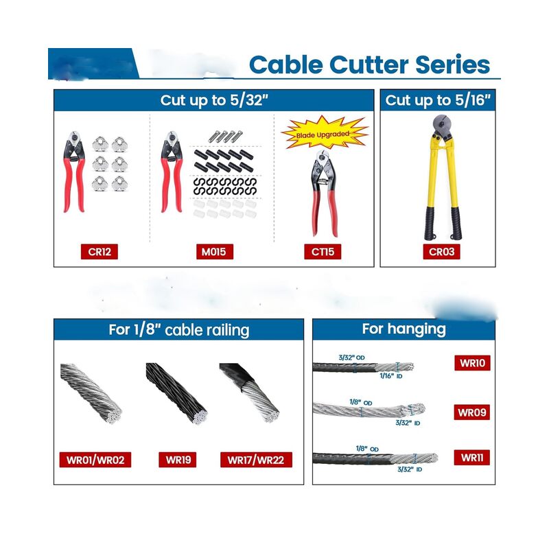 Cable Cutter Wire Rope Heavy Duty Stainless Steel Aircraft Up to 5/32 for Deck Stair Railing Strong Thick Seal Metal Fence Bike Bicycle Brake Cutter - Image 4