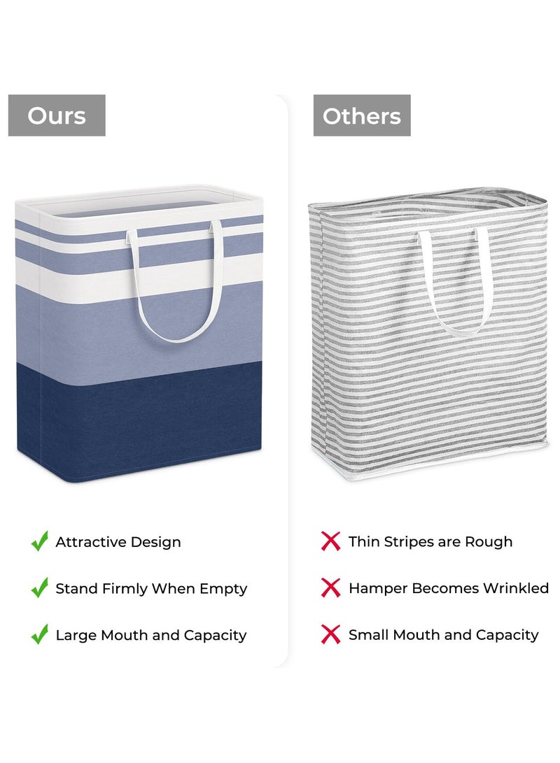 كيلا سلة غسيل كبيرة، مقاومة للماء، سلة غسيل قائمة بذاتها، سلة ملابس طويلة قابلة للطي بمقابض ممتدة للملابس والألعاب في السكن الجامعي والعائلة (أزرق، 100 لتر) - Image 3