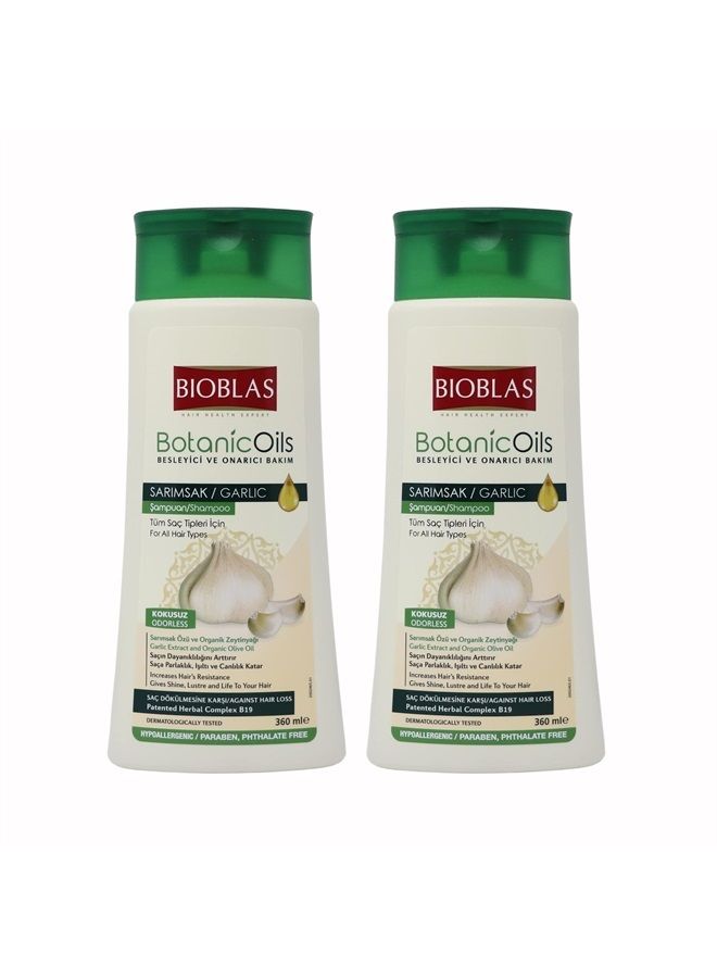 Bioblas Hair Loss Garlic Shampoo for Men and Women with Unscented & Odorless Natural Oil Treatment, Halal, Dermatologically Tested to Strengthen Hair from Root to Tip, All Hair Types (2-Pack) - Image 1