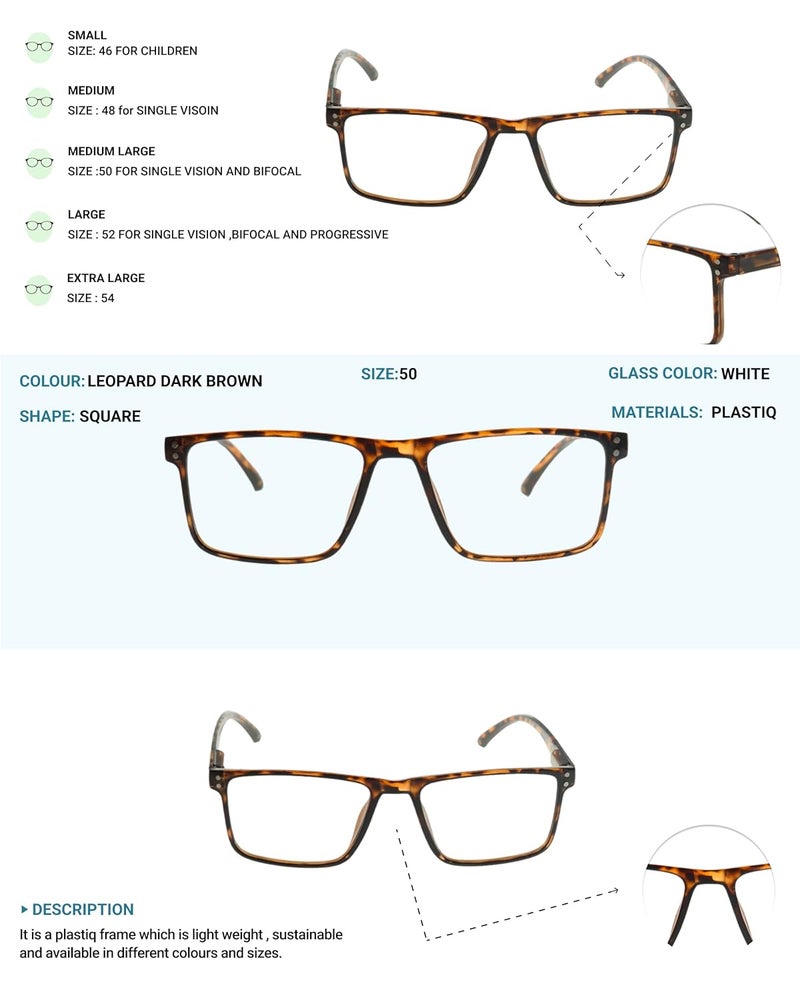 Lens+ Lensplus Square TR Full Rim Eyeglasses with Blue Cut Lightweight Unisex Eyewear for Men & Women | Stylish Computer & Daily Use Frame - Image 5
