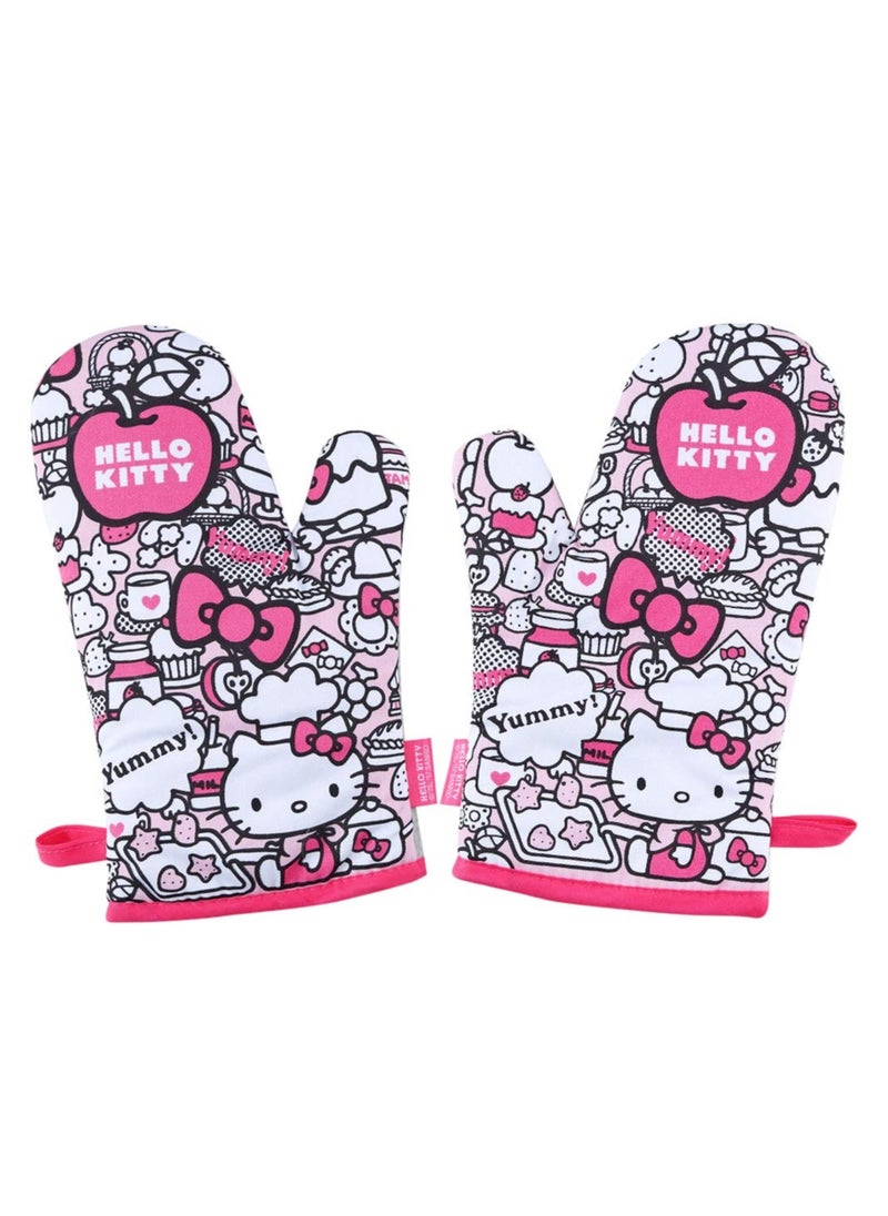 chefmade - 2Pcs Hello Kitty Oven Mitts Heat Resistant Kitchen Gloves - Image 1