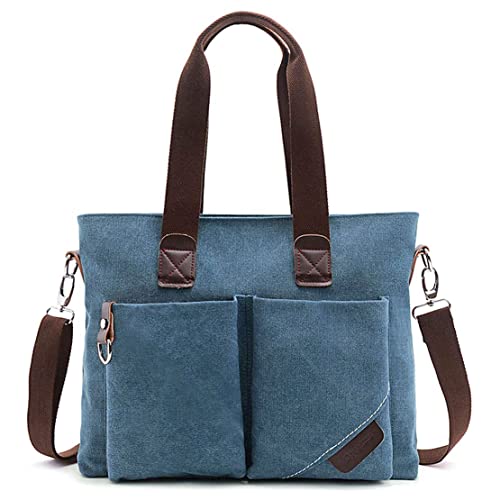 ToLFE Women Top Handle Satchel Handbags Tote Purse Shoulder Bag (Large: (L) 14.57" x(W) 6.3" x(H) 12.2", Blue-(large)) - Image 2