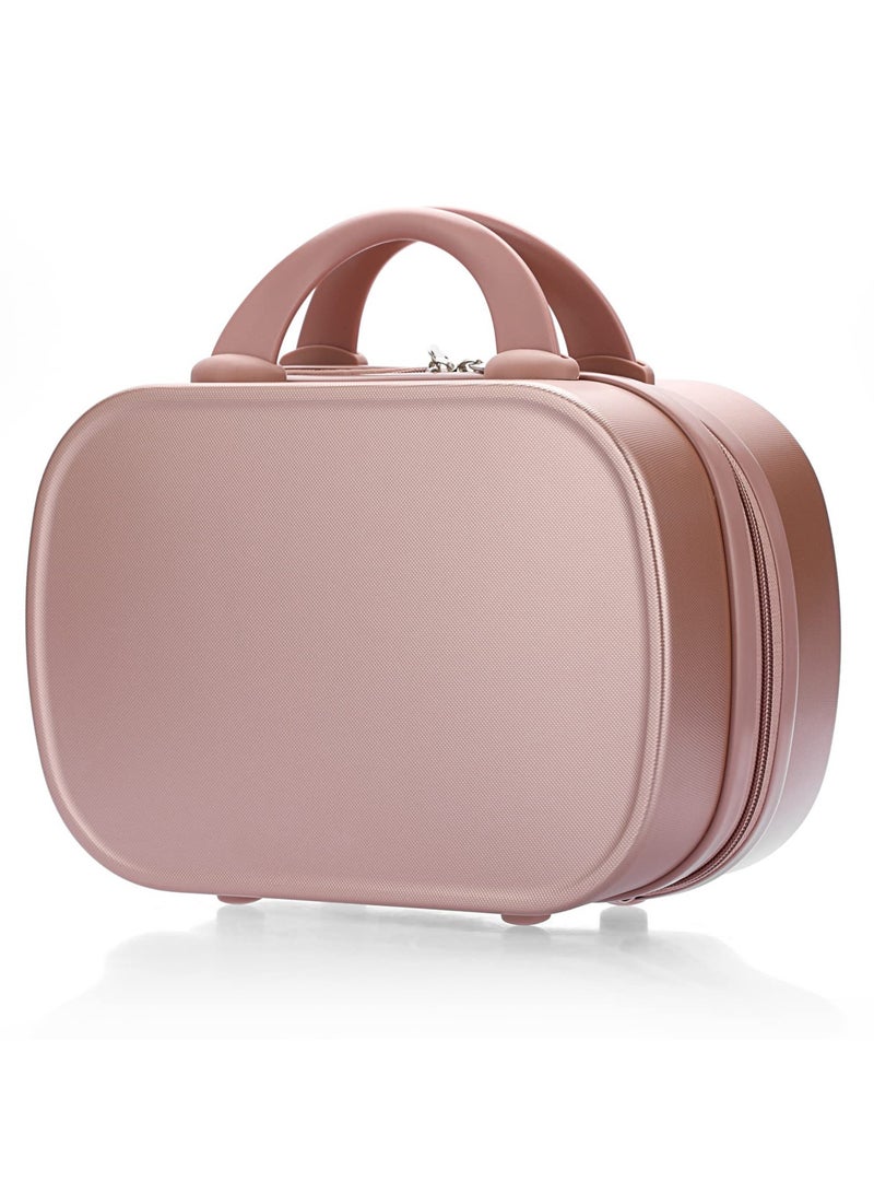 SYOSI Portable Makeup Travel Case, Mini ABS Carrying Suitcase with Elastic Band, Multifunctional Storage Makeup Bag Suitable for women and girls to go out and travel (Rose Gold) - Image 1