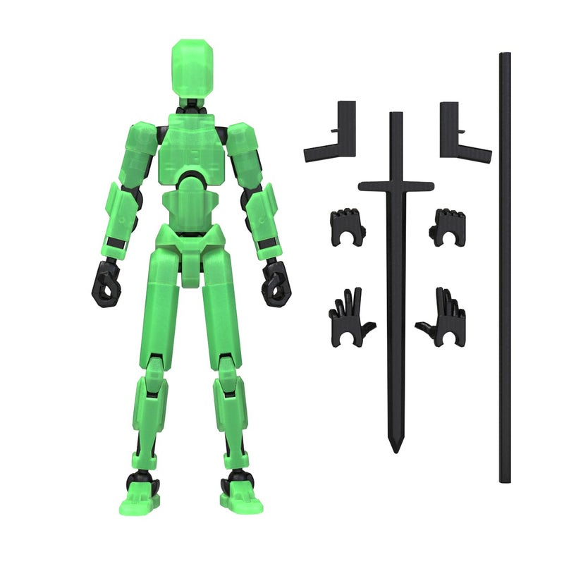 MerryXD Titan 13 Action Figure,Assembly Completed Dummy 13 Action Figure Lucky 13 Action Figure T13 Action Figure 3D Printed Multi-Jointed Movable, Nova 13 Action Figure Toy Grow in The Dark Green - Image 2